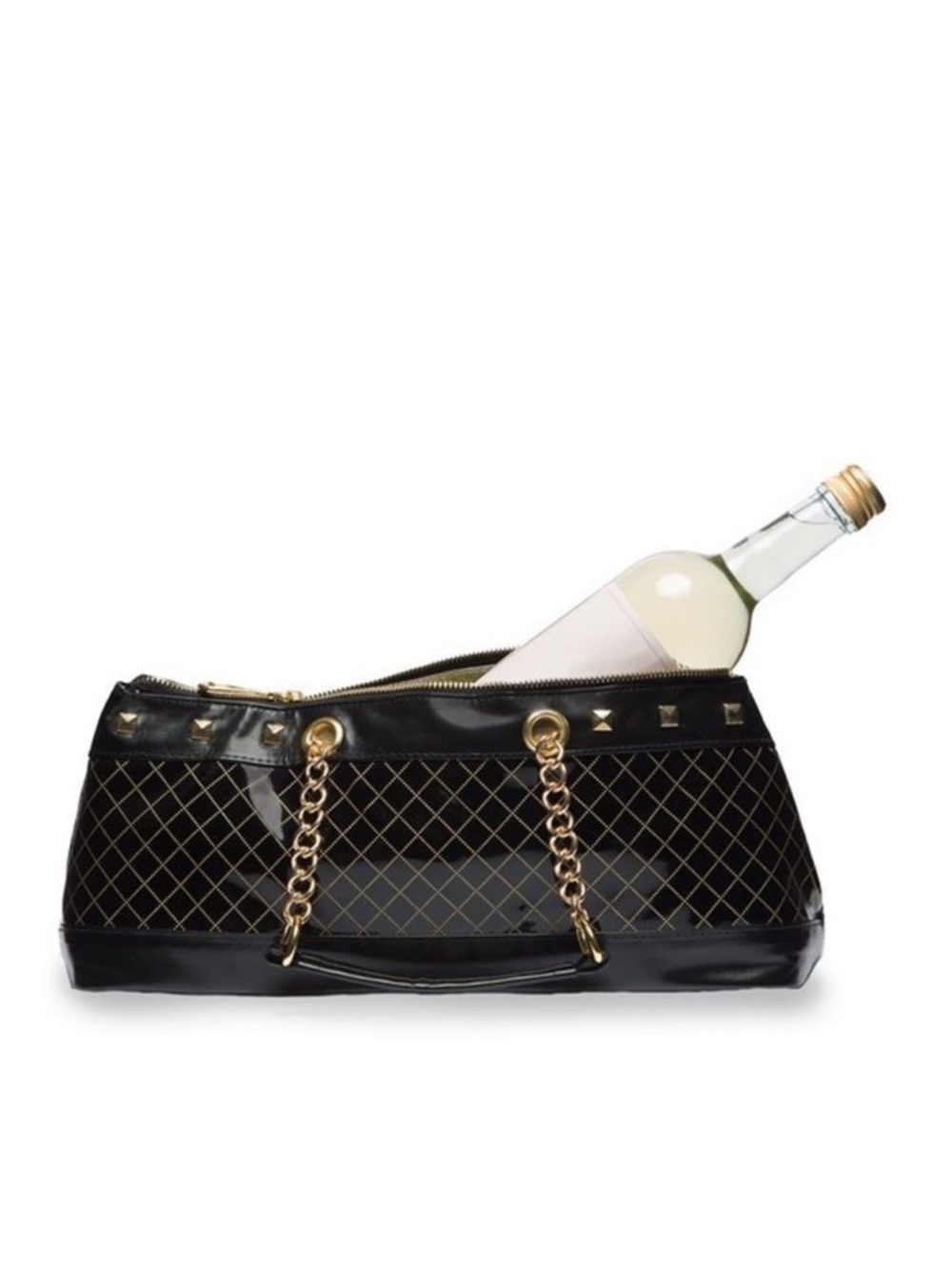 Wild Eye Faux Leather 3-In-1 Insulated Black & Gold Studded Freezer Hand Bag